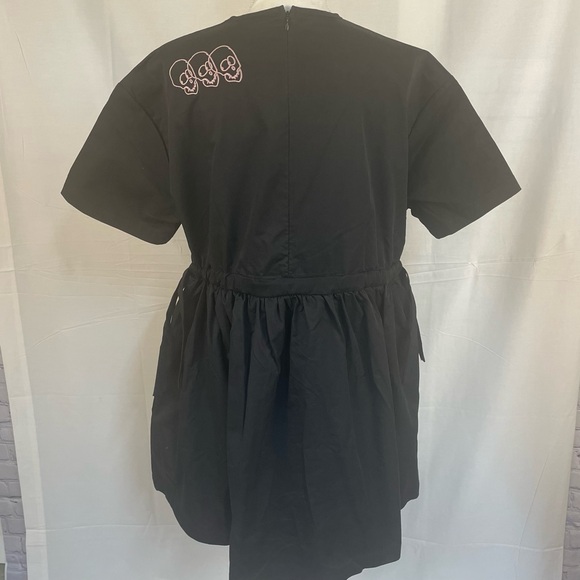 Lazy Oaf Embroidered Doodles Side Tie Black Dress 10 - Picture 8 of 14